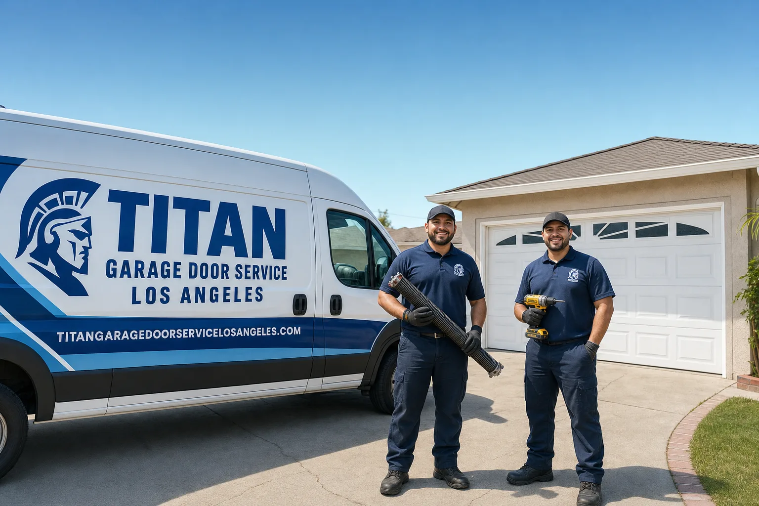 Titan Garage Door Service Los Angeles service vehicle and crew in Los Angeles, CA